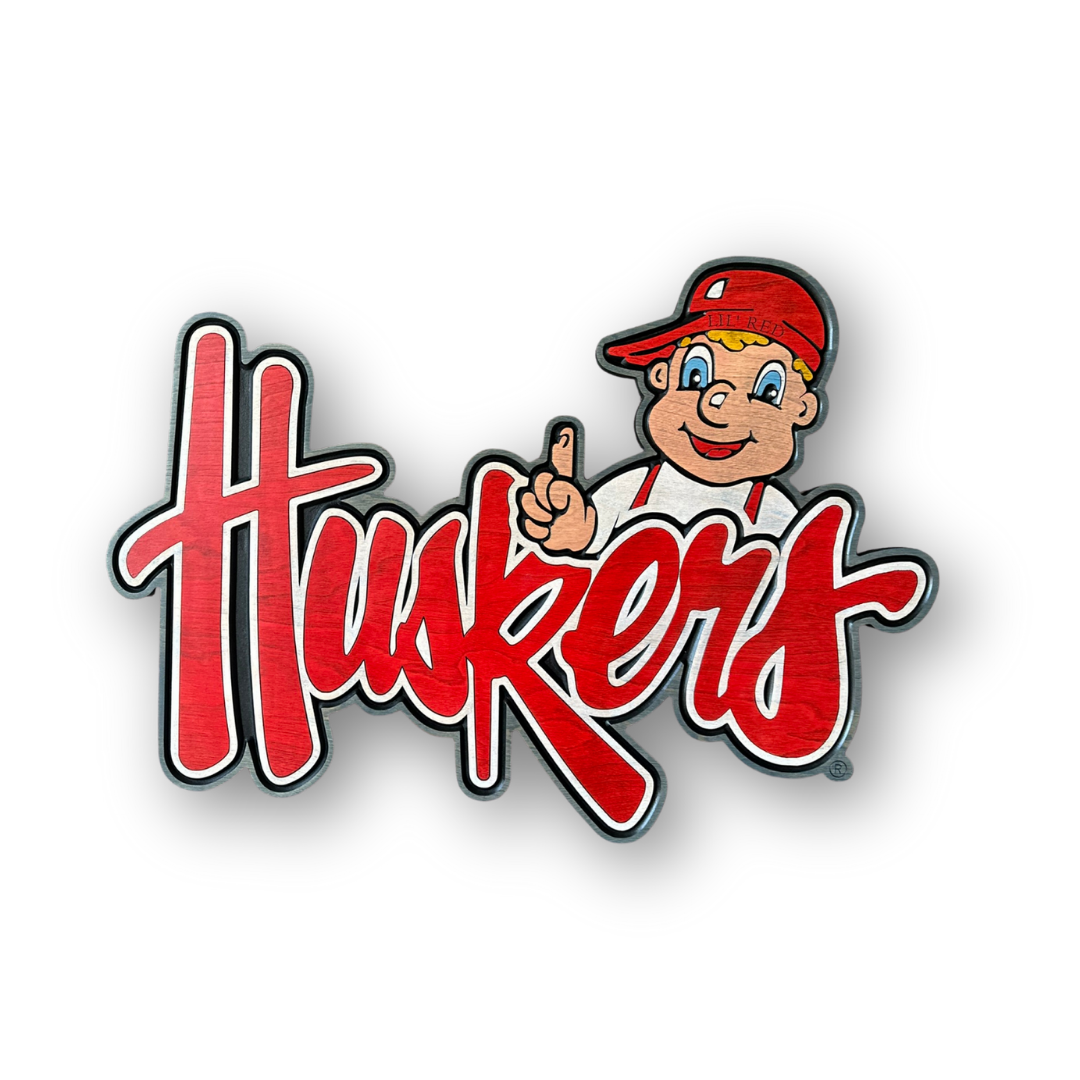 Nebraska Cornhuskers LIL Red Huskers Wood Wall Sign
